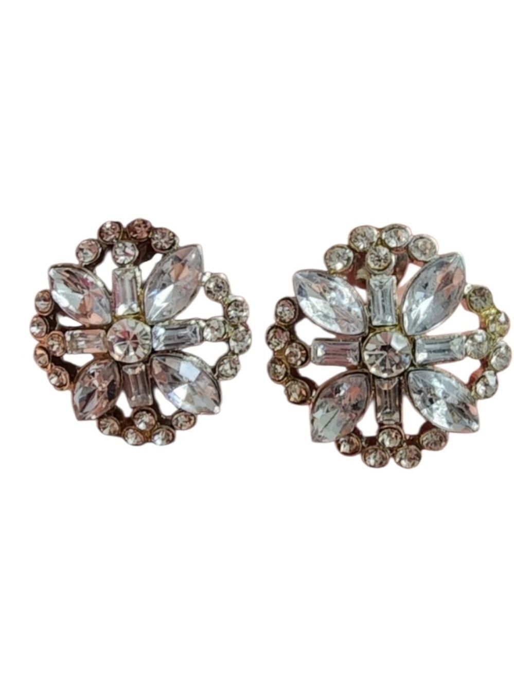 Silvertone Starburst Crystal Earrings